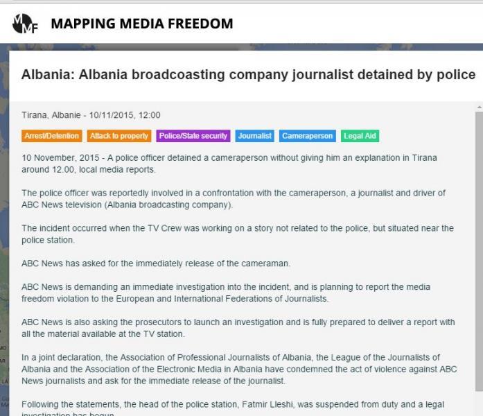 Dhunimi i gazetarëve të ABC News nga shefi i komisariatit Nr.4 raportohet në Këshillin e Europës Dhunimi i gazetarëve të ABC News nga shefi i komisariatit Nr.4 raportohet në Këshillin e Europës