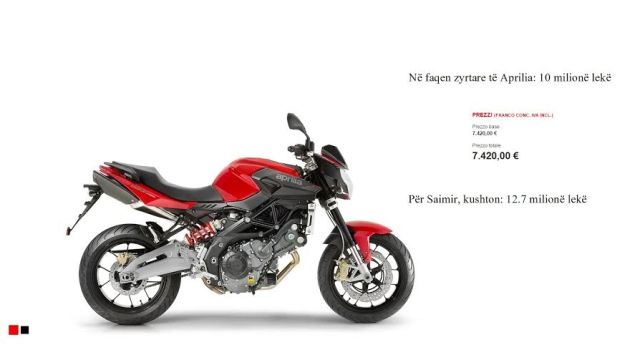 Motorat e policisë, PD: Skandal, Tahiri merr 2 milionë e 700 mijë lekë për çdo Aprilia Motorat e policisë, PD: Skandal, Tahiri merr 2 milionë e 700 mijë lekë për çdo Aprilia