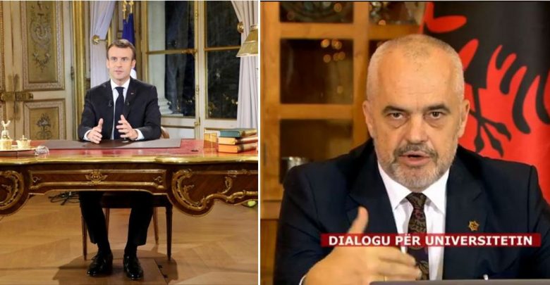 Presidenti francez reagon pas protestave, merr disa vendime gjatë fjalimit 13 minutësh (Kryeministri Rama merr 2 orë kohë, por nuk jep zgjidhje) Presidenti francez reagon pas protestave, merr disa vendime gjatë fjalimit 13 minutësh (Kryeministri Rama merr 2 orë kohë, por nuk jep zgjidhje)