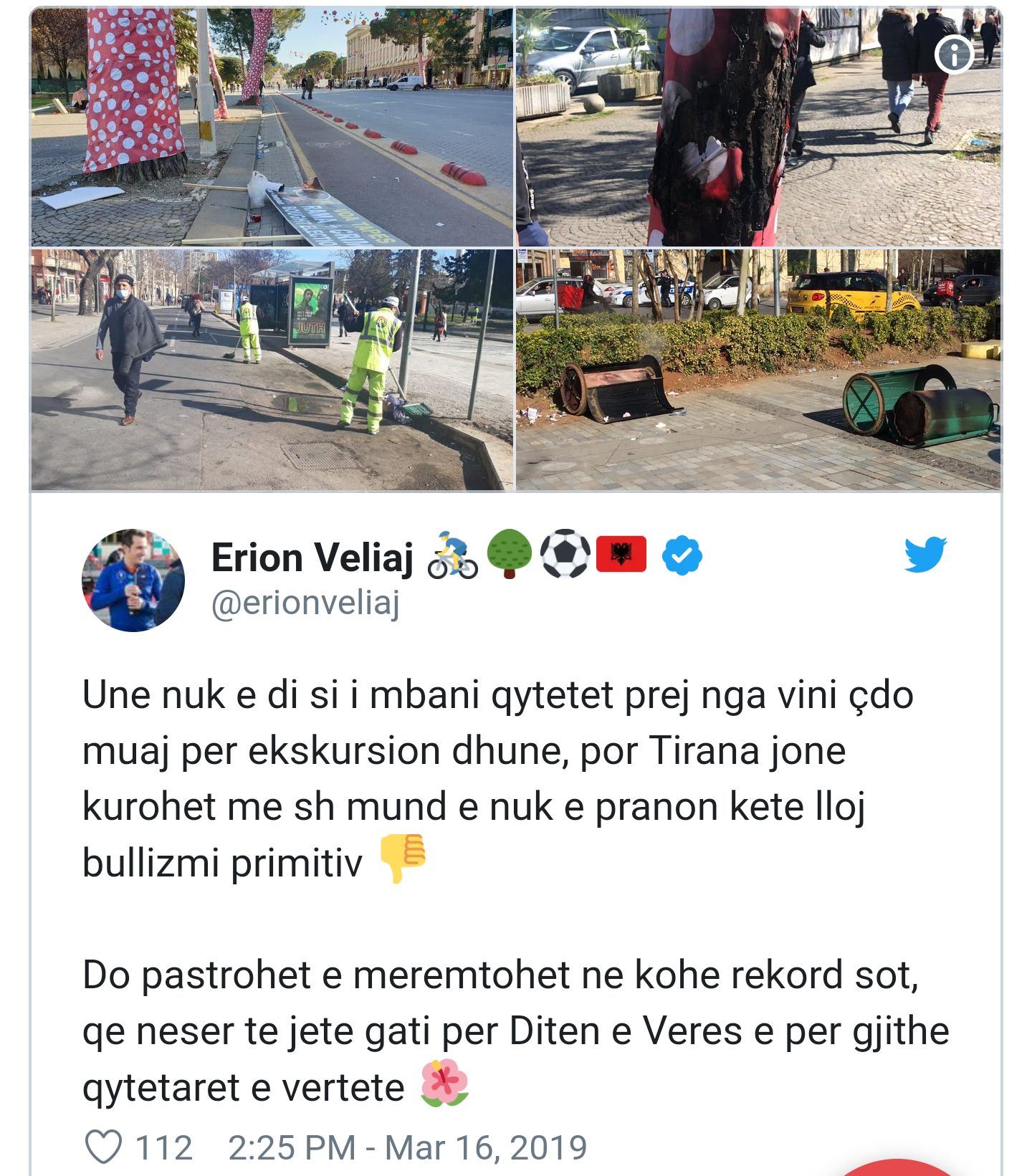 Veliaj: Tirana nuk pranon këtë lloj bulizmi primitiv, nesër gati për të gjithë qytetarët e vërtetë Veliaj: Tirana nuk pranon këtë lloj bulizmi primitiv, nesër gati për të gjithë qytetarët e vërtetë
